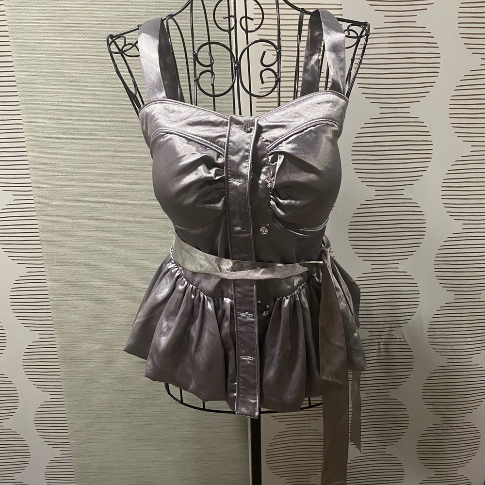 Sexy Silver Dressy Top